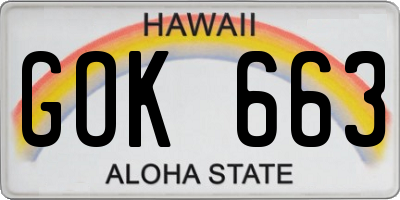 HI license plate GOK663