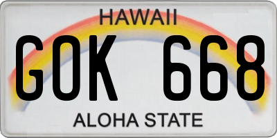 HI license plate GOK668