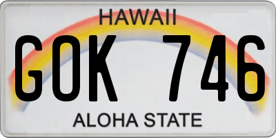 HI license plate GOK746