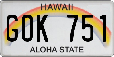 HI license plate GOK751