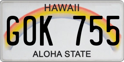 HI license plate GOK755