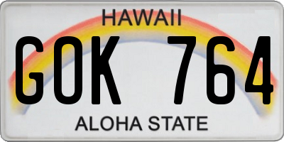HI license plate GOK764