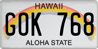 HI license plate GOK768