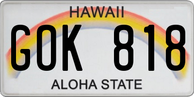 HI license plate GOK818