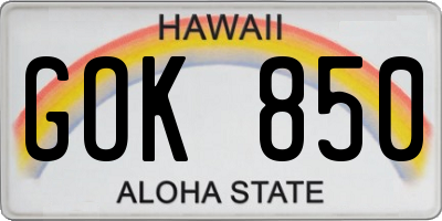 HI license plate GOK850