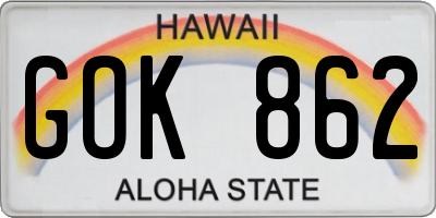 HI license plate GOK862