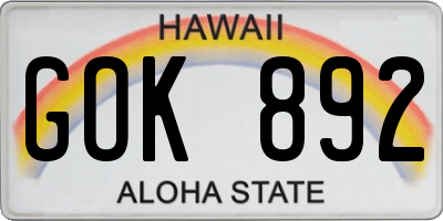 HI license plate GOK892