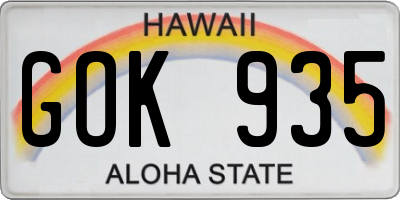 HI license plate GOK935