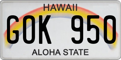 HI license plate GOK950