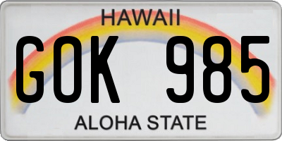 HI license plate GOK985