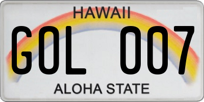 HI license plate GOL007