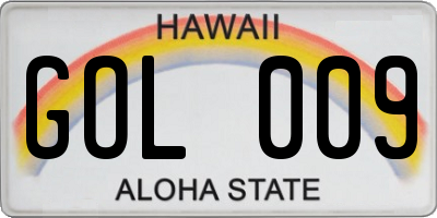 HI license plate GOL009