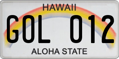HI license plate GOL012