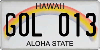 HI license plate GOL013