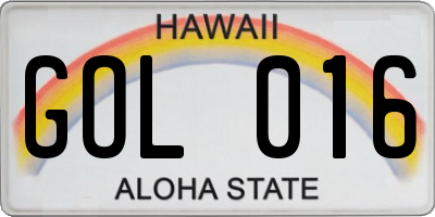 HI license plate GOL016