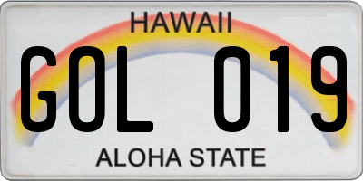 HI license plate GOL019