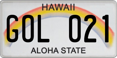 HI license plate GOL021