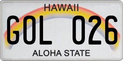 HI license plate GOL026