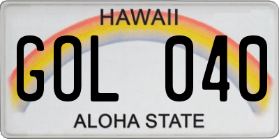 HI license plate GOL040