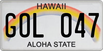 HI license plate GOL047