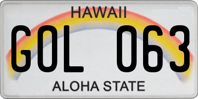 HI license plate GOL063