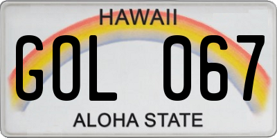 HI license plate GOL067