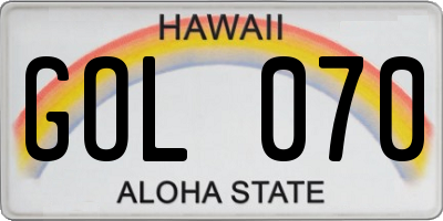 HI license plate GOL070