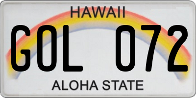 HI license plate GOL072