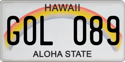 HI license plate GOL089