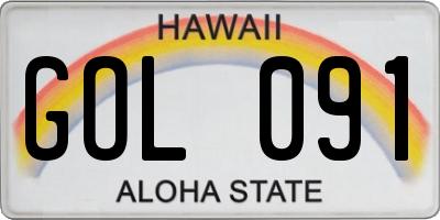 HI license plate GOL091