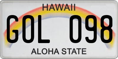 HI license plate GOL098