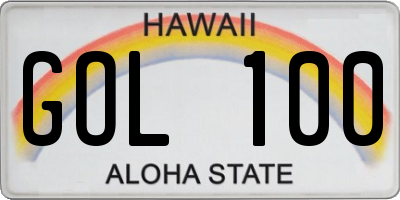 HI license plate GOL100