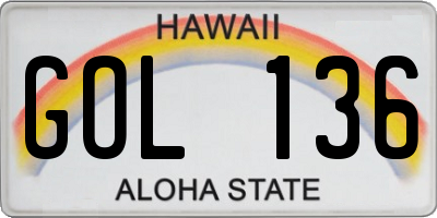 HI license plate GOL136