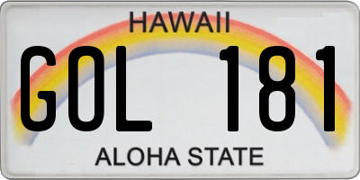 HI license plate GOL181