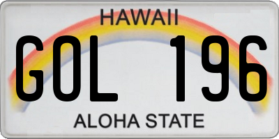 HI license plate GOL196