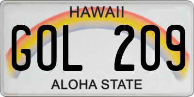 HI license plate GOL209