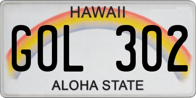 HI license plate GOL302