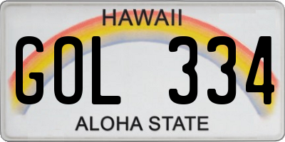 HI license plate GOL334