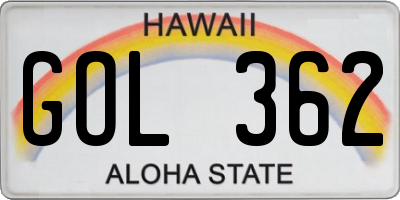 HI license plate GOL362