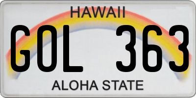 HI license plate GOL363