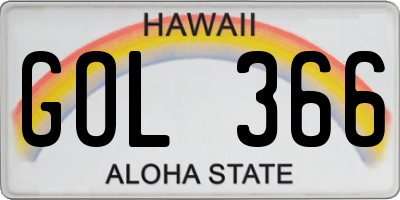 HI license plate GOL366