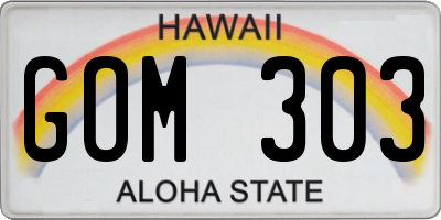 HI license plate GOM303