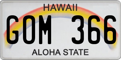 HI license plate GOM366