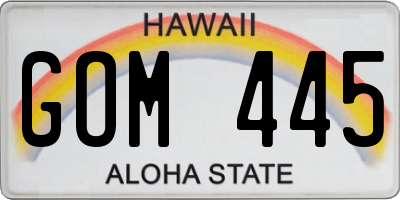HI license plate GOM445