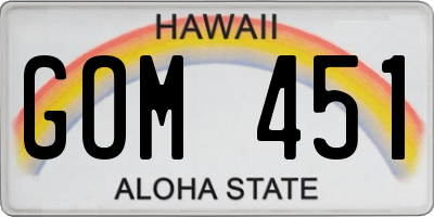 HI license plate GOM451