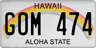 HI license plate GOM474