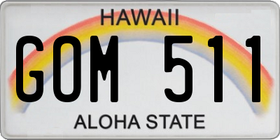 HI license plate GOM511