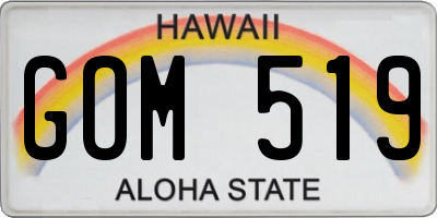 HI license plate GOM519
