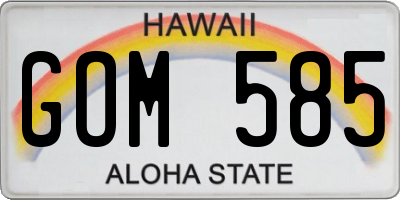 HI license plate GOM585