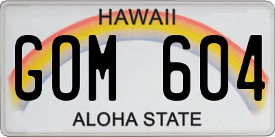 HI license plate GOM604